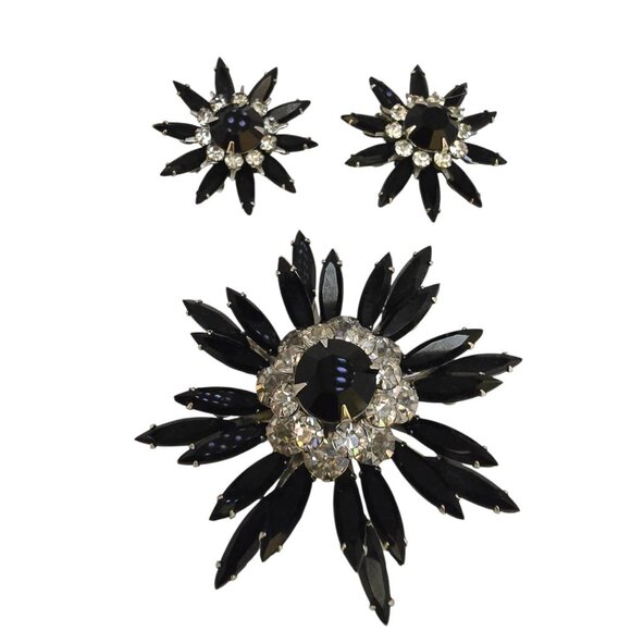 Vintage Judy Lee Layered Navette Flower Brooch Set (A8756) - Picture 1 of 6